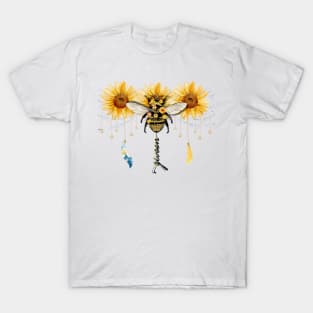 Queen Bee Boho Sunflowers Feathers T-Shirt